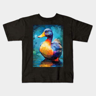 Duck Watercolor Painting Abstract Art Kids T-Shirt